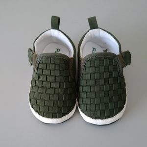 Dark green slip on shoes